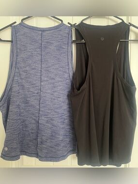 lululemon athletica Heathered Blue and Black Racerback - Set of 2 - Size 10